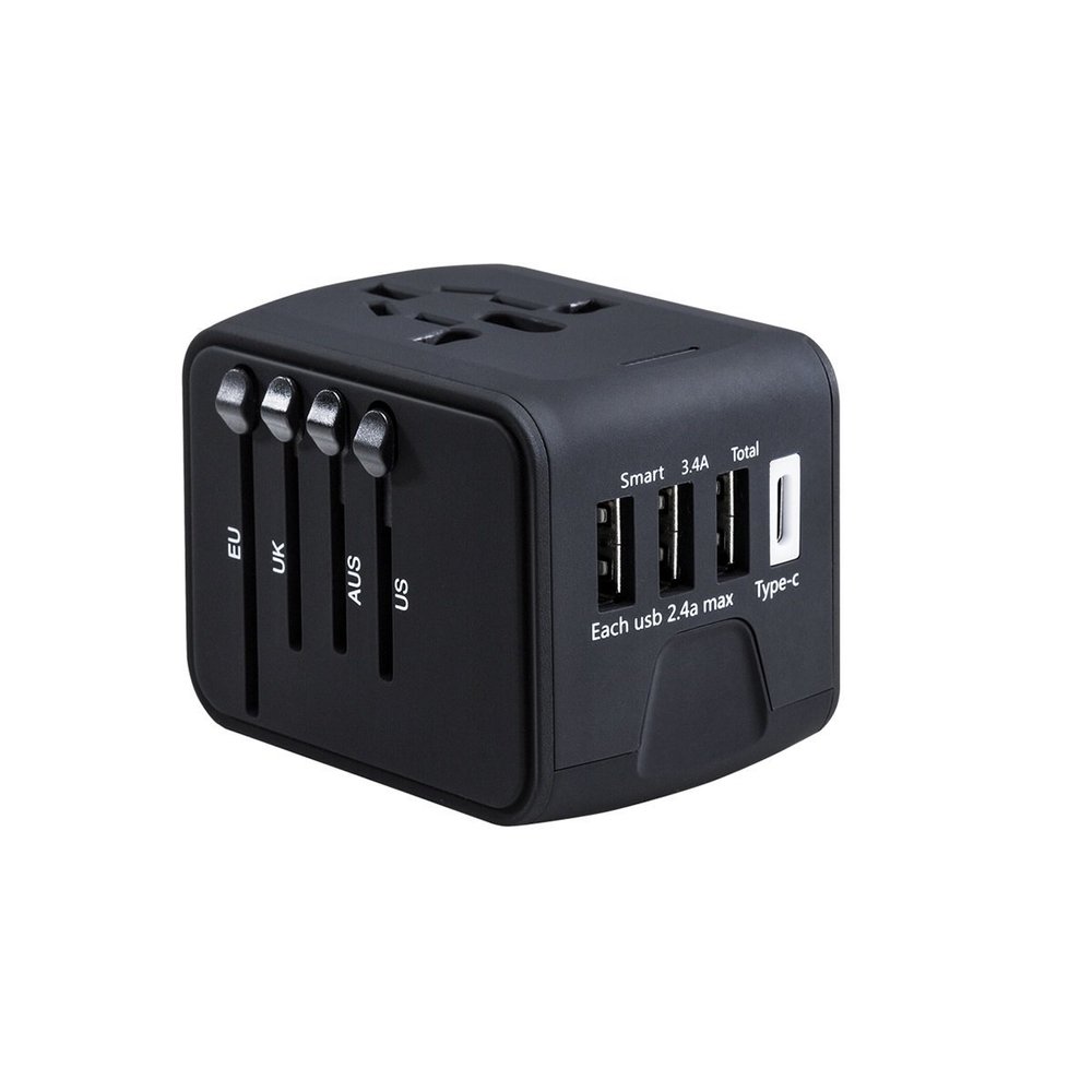 DelMar&Sun Universal Travel Power Adapter with 3xUSB Type C USB and Zipper Bag for US UK EU AU Counties Compatible with SAUNORCH Universal Power Adapter