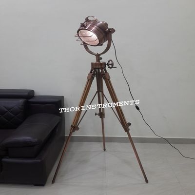 THOR INSTRUMENTS Classic Vintage Tripod Floor Lamp Nautical Copper Searchlight with Stand Rustic Vintage Home Decor Gifts