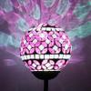Solar Power Mosaic Glass Pink Ball Garden Light, Color Changing Multi-color Yard Pink Light view 1