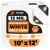 Heavy Duty White Poly Tarp 10' X 12' - Multipurpose Protective Cover - Durable, Waterproof, Weather Proof, Rip and Tear Resistant - Extra Thick 12 Mil Polyethylene - by Xpose Safety view 1