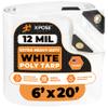 Heavy Duty White Poly Tarp 6' X 20' - Multipurpose Protective Cover - Durable, Waterproof, Weather Proof, Rip and Tear Resistant - Extra Thick 12 Mil Polyethylene - by Xpose Safety view 1