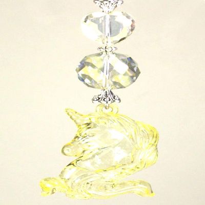 My Pretty Pale Yellow Unicorn with Faceted Glass Ceiling Fan Pull