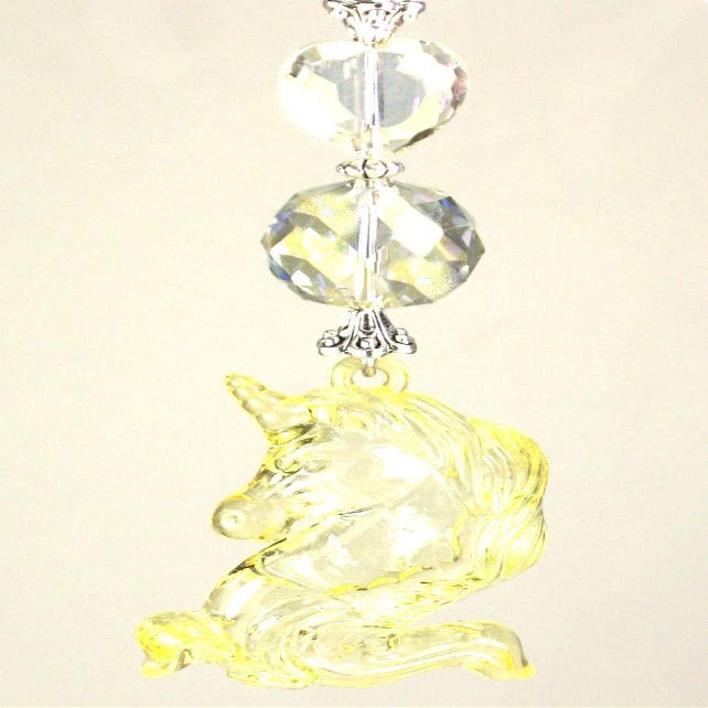 My Pretty Pale Yellow Unicorn with Faceted Glass Ceiling Fan Pull