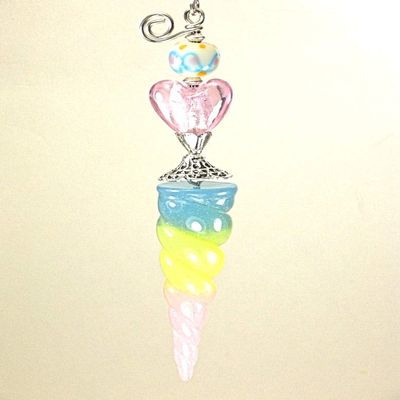My Pretty Unicorn Rainbow Horn with Pink Glass Ceiling Fan Pull