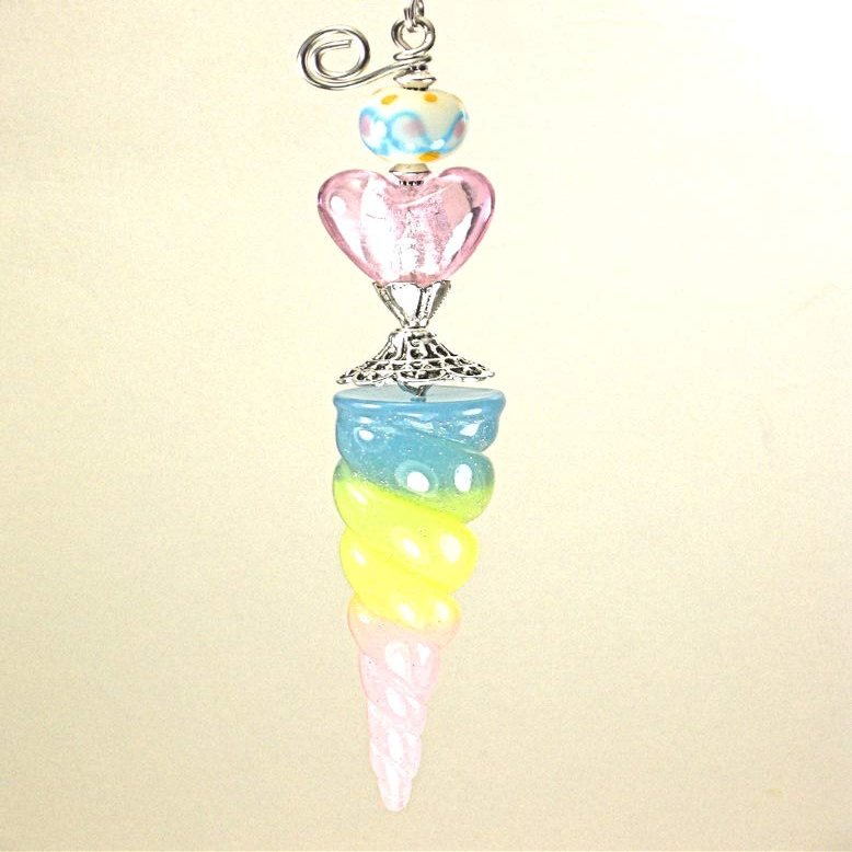 My Pretty Unicorn Rainbow Horn with Pink Glass Ceiling Fan Pull