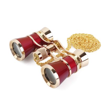 Aomekie Opera Glasses Binoculars 3X25 Theater Glasses Mini Binocular Compact with Chain for Adults Women in Musical ConcertRed