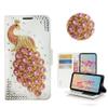 STENES Bling Case Compatible with LG K30 Case - 3D Handmade Crystal Peacock Wallet Credit Card Slots Fold Stand Leather Cover - Pink view 1