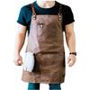 ApronMen Leather and Waxed Canvas Server Aprons With 3 Pockets for Men/Women - Adjustable Barista Work Apron With Kitchen Towel Holder - Chef Apron/Waitress Apron view 1