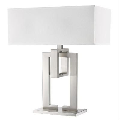 Trend Lighting Precision 1-Light Brushed Nickel Table Lamp with Ivory Shantung Shade