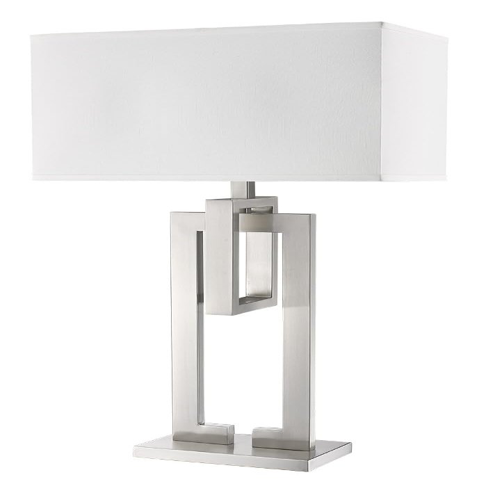 Trend Lighting Precision 1-Light Brushed Nickel Table Lamp with Ivory Shantung Shade