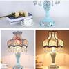Best to Buy Style Dimmable Table Lamp Victorian Jeweled Desk Lamp Floral Cloth Art+Resin (Blue) view 4