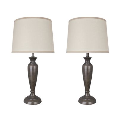 Aspen Creative 40137-02 26-1/2" Transitional Metal Table Lamp (2 Pack), Mushroom Grey