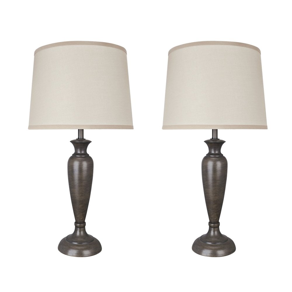 Aspen Creative 40137-02 26-1/2" Transitional Metal Table Lamp (2 Pack), Mushroom Grey