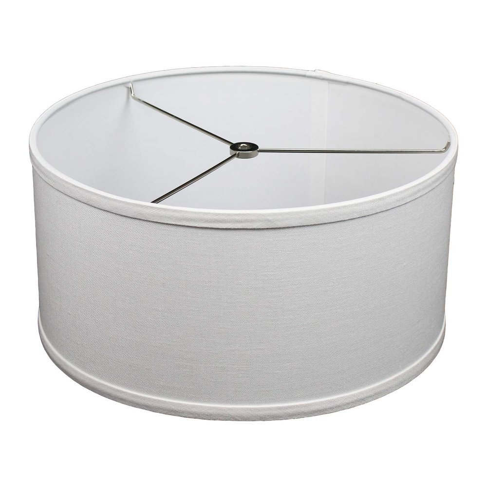 FenchelShades.com 14" Top Diameter x 14" Bottom Diameter 7" Height Cylinder Drum Lampshade USA Made (Designer Linen Off White)