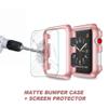 Snap On Bumper Hard Cover Case + 9H Tempered Glass for Apple Watch Series 3/2/1 38/42MM (Apple Watch 42MM, Rose Gold) view 2