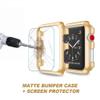 JNSupplier Snap On Bumper Hard Cover Case + 9H Tempered Glass For Apple Watch Series 3/2/1 38/42MM (Apple Watch 38MM, Gold) view 2