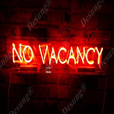 Desung New 24" No Vacancy With switch on/off for word NO Acrylic Panel Neon Sign Man Cave Signs Sports Bar Pub Beer Neon Lights Lamp Neon Light WA05