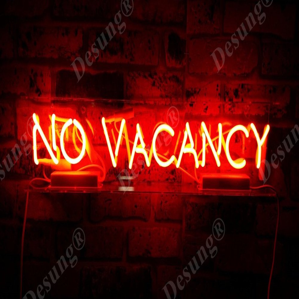 Desung New 24" No Vacancy With switch on/off for word NO Acrylic Panel Neon Sign Man Cave Signs Sports Bar Pub Beer Neon Lights Lamp Neon Light WA05