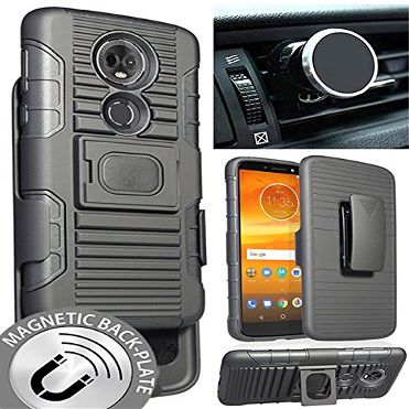Nakedcellphone Rugged Combo for Motorola Moto E5 Plus/Supra Case - Black