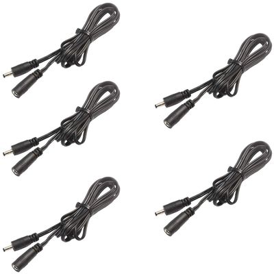 Lvyinyin Extension Cable for Under Cabinet Lighting Dimmable LED Puck Lights Linkable Strip Kit DC 12V 5ft 35-135 DC Connector (#35-135, 5 Packs, Black Cord)