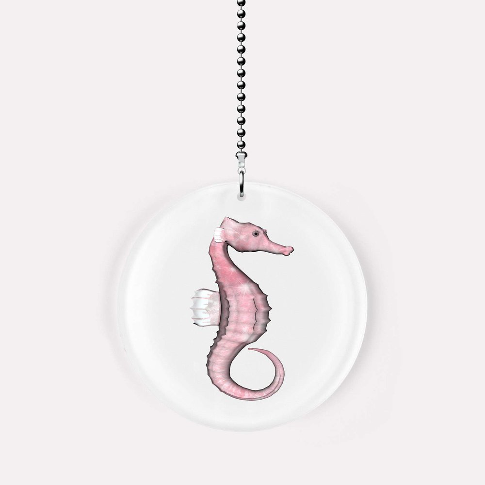 Pink Seahorse Fan/Light Pull