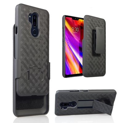 LG G7 Case, LG G7 ThinQ Case, Belt Clip Holster Cover Shell Kickstand Criss Cross Black New Plaid Design for LG G7, LG G7 ThinQ