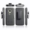 Golden Sheeps Compatible for Motorola Moto E5, Moto G6 Play Case, Belt Clip Holster Cover Shell Kickstand Criss Cross Black New Plaid Design view 3