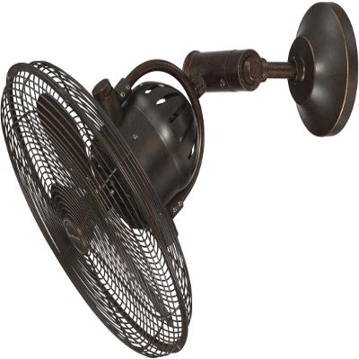 Outdoor Wall Mount Fan by by Craftmade BW414AG3 Bellows IV 16 Inch Patio Fans Oscillating with Wall Control, Aged Bronze Textured