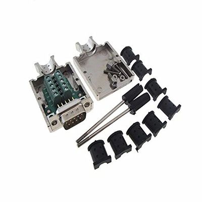 DB9 Male Breakout Board D-Sub connector w/Two Piece Metal Backshells Hoods