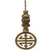 Classic Asian Design Antique Brass Ceiling Fan Pull, 2.25"h with 12" Antiqued Brass Chain view 1