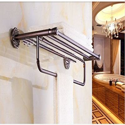GOWE Modern Style Oil Rubbed Bronze Bathroom Towel Shelf Towel Bar Crystal Hanger