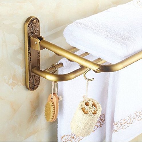 GOWE Luxury Antique Brass Wall Mounted Towel Bar Holder Foldable Towel Rack Hanger