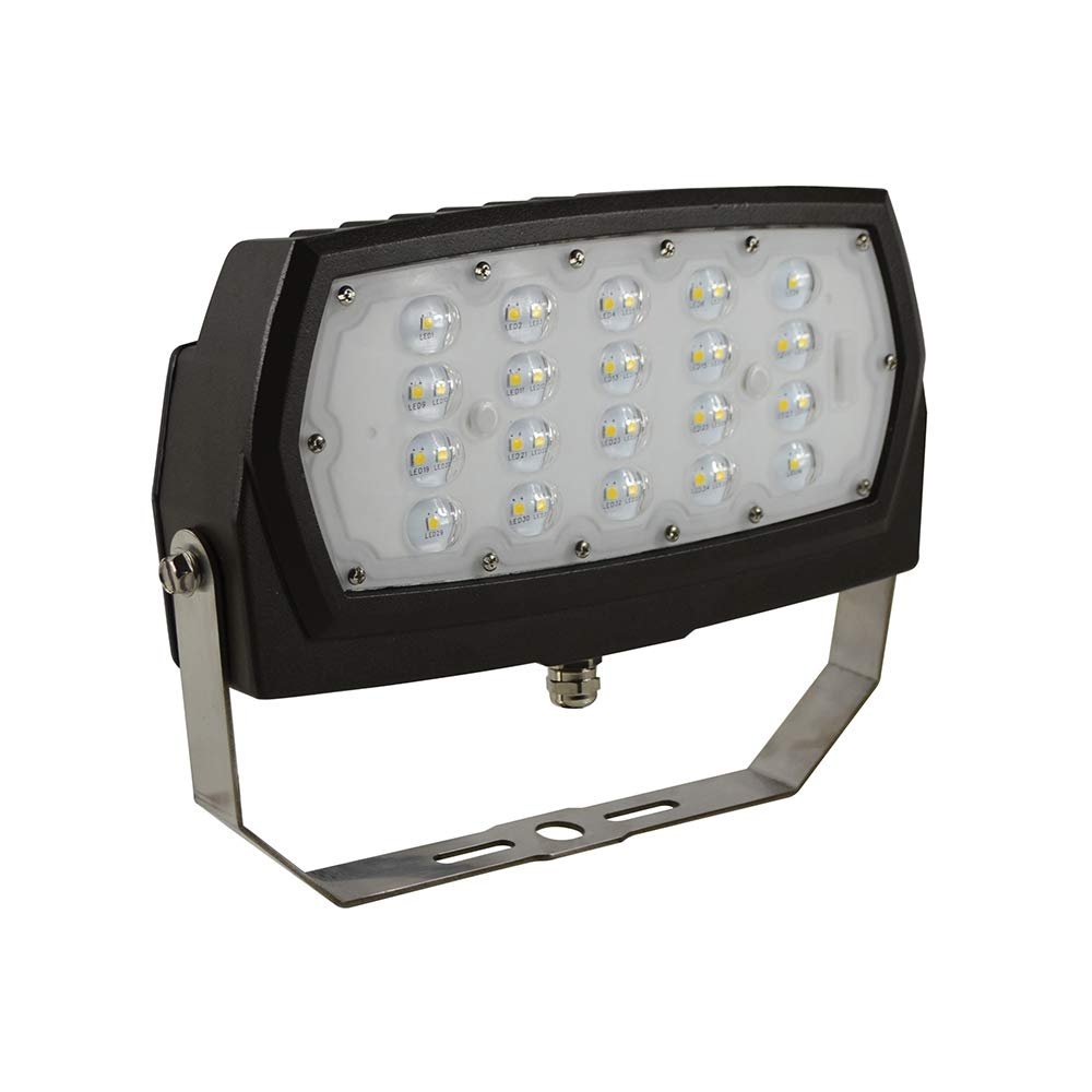 Halco LED Medium Flood 120-277V, 28W, 5000K, DIMMABLE, Bronze, Yoke Mount