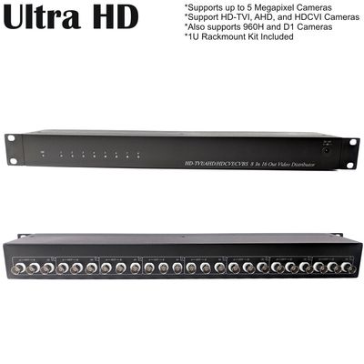 CCTV Camera Pros VDS-8016HD HD-TVI, AHD, HDCVI, Analog CCTV Video Splitter, 8 BNC in, 16 BNC Out