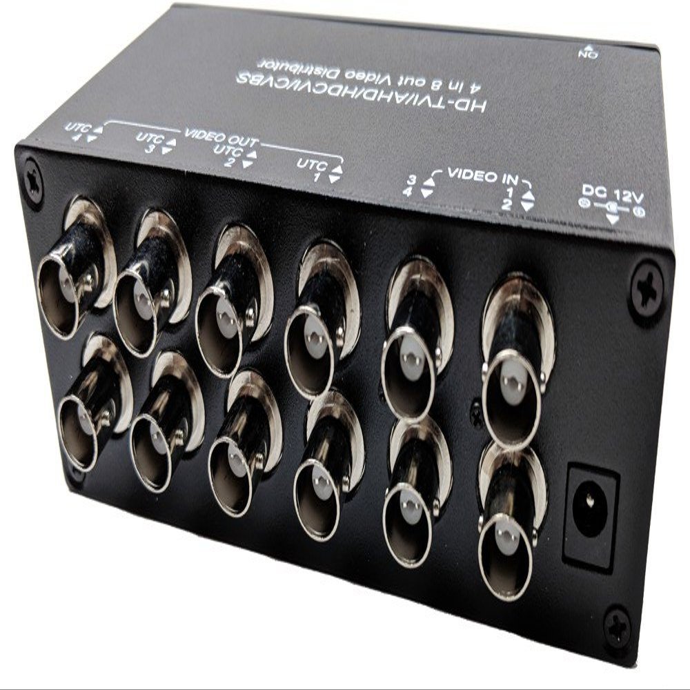 CCTV Camera Pros VDS-4008HD 4 to 8 BNC Video Splitter Box for AHD, HD-TVI, HDCVI, CVBS HD Analog Security Cameras | 720p, 1080p, 3MP, 4MP, 5MP Resolution | RG59 / RG6U / RG6 Coaxial Cable Compliant