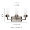 Sunset Lighting F17103-57 Esquire 3 Bathroom Vanity Fixture | Antique Gunmetal Finish with Three Clear Glass Cylinder Shades | Modern Wall Sconce for Bath Lighting view 4