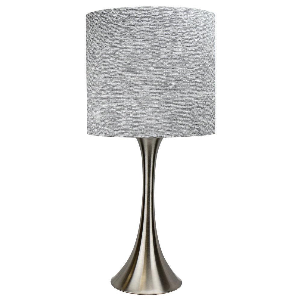FenchelShades.com 24" Silver Table Lamp with 11" Diameter Fabric Drum Lampshade (Rippled Silver with Silver Lining)