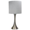 FenchelShades.com 24" Silver Table Lamp with 11" Diameter Fabric Drum Lampshade (Rippled Silver with Silver Lining) view 1