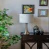 FenchelShades.com 24" Silver Table Lamp with 11" Diameter Fabric Drum Lampshade (Rippled Silver with Silver Lining) view 3