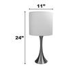 FenchelShades.com 24" Silver Table Lamp with 11" Diameter Fabric Drum Lampshade (Rippled Silver with Silver Lining) view 4