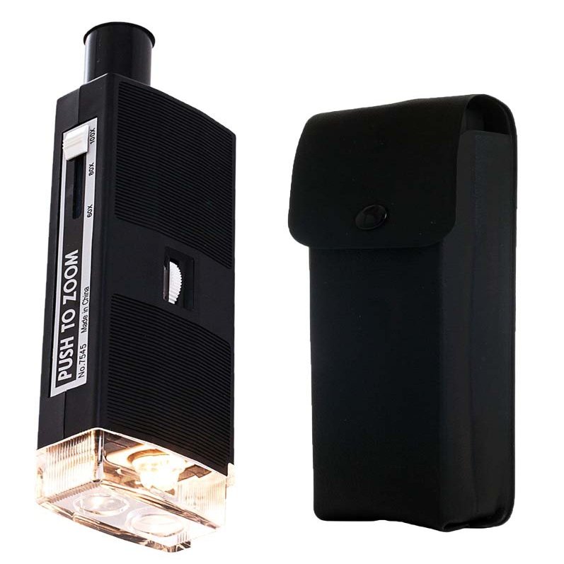 LUMAGNY Lighted Pocket Microscope | Adjustable Magnification 60x, 80x, 100x | Bright Illumination | Compact & Hand-Held | Ideal for Labs & Students