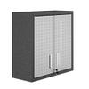 Manhattan Comfort Fortress Floating Garage Storage Cabinet with Adjustable Shelves and Lock, Recessed Handles, Metal Wall Mounted Lockable Utility Cabinet, Steel Garage Storage in Black and Grey view 1
