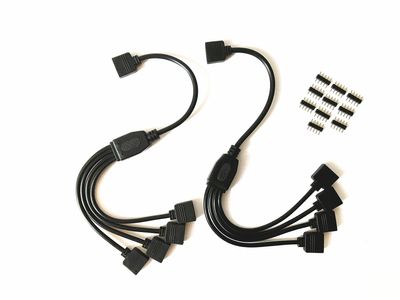 HUALAND 2pcs Pack Black 1 to 4 Splitter Cable Connection Cable 5 Pin Splitter Cable LED Strip Connector 4 Way Splitter Y Splitter for One to Two 5050 3528 RGBW LED Light Strip