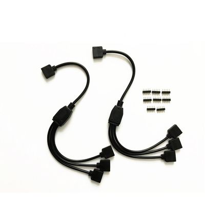 HUALAND 2pcs/ Pack Black 1 to 3 Splitter Cable Connection Cable 5 Pin Splitter Cable LED Strip Connector 3 Way Splitter Y Splitter for One to Two 5050 3528 RGBW LED Light Strip