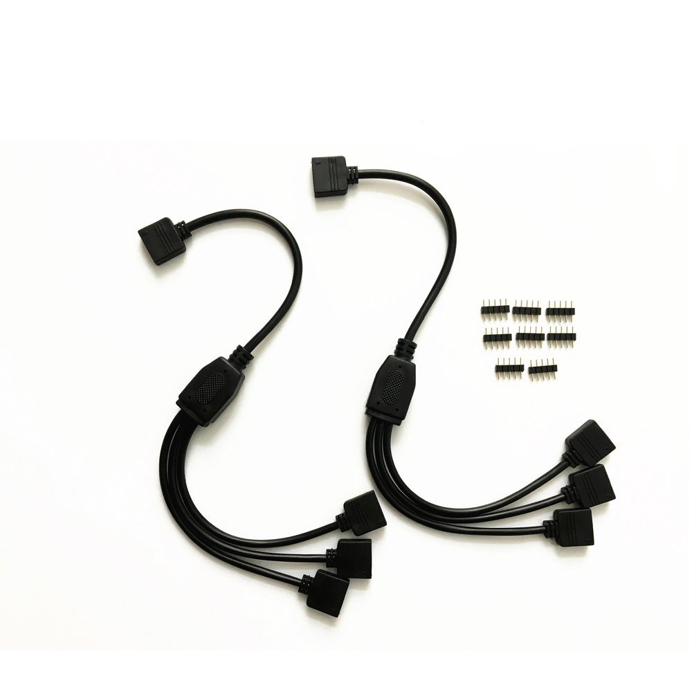 HUALAND 2pcs/ Pack Black 1 to 3 Splitter Cable Connection Cable 5 Pin Splitter Cable LED Strip Connector 3 Way Splitter Y Splitter for One to Two 5050 3528 RGBW LED Light Strip