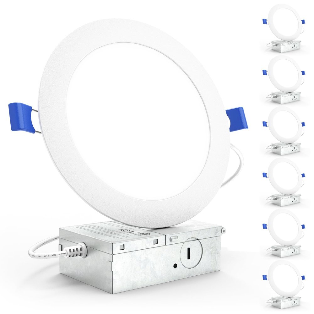 Sunco 6 Pack 6 Inch Canless LED Ultra-Slim Recessed Light, 14W-100W