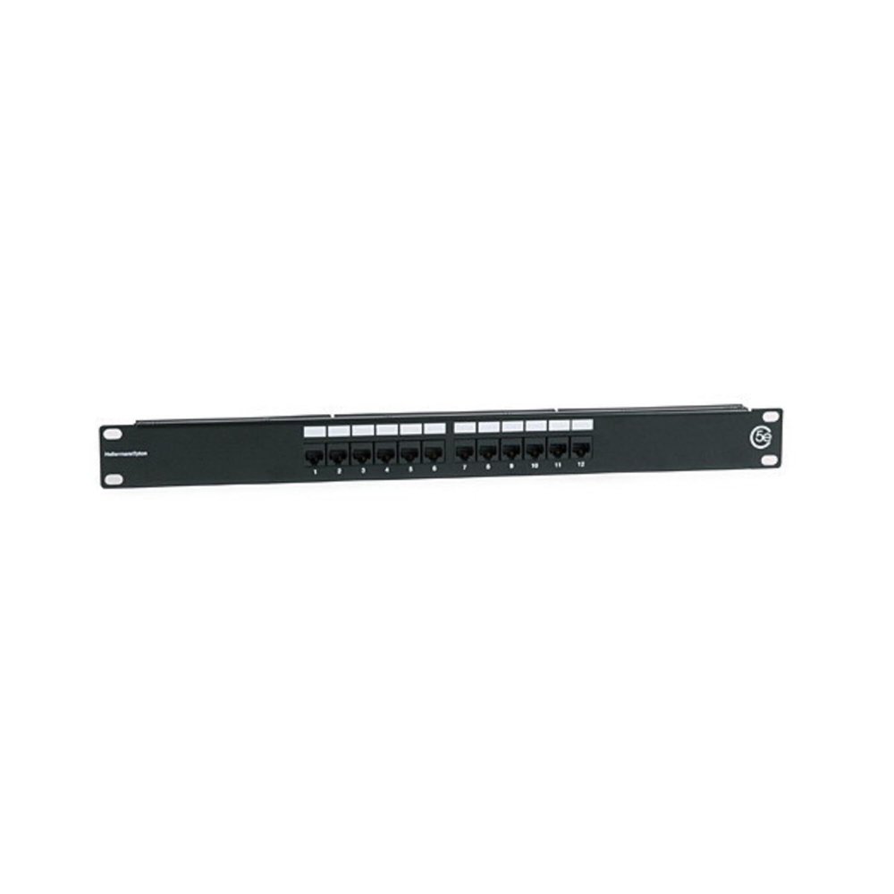 Hellermann Tyton PP110C5E12 Category 5e Universal 12 Port Patch Panel, 1U, Black
