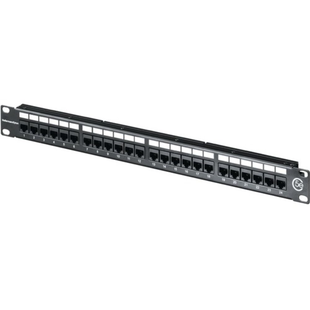 Hellermann Tyton PP110C5E24 Category 5e Universal 24 Port Patch Panel, 1U, Black