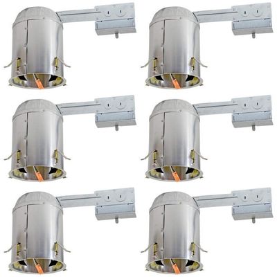 6 Pack - 5" Inch LED Remodel Remodel Housing Can IC Rated Airtight Housing Title 24 Certified 75 MAX Wattage Halo & Juno Replacement