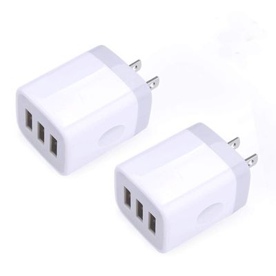 USB Wall Charger,Sicodo 3-Port Travel Smartphone Quick Charger 2 Pack 3.1Am